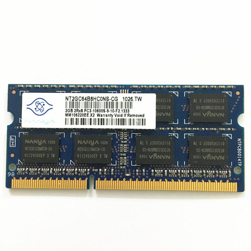 

RAMs Nanya Ddr3 2gb 1333MHZ 2RX8 PC3-10600S-9-10-F2 1333 Laptop Memory