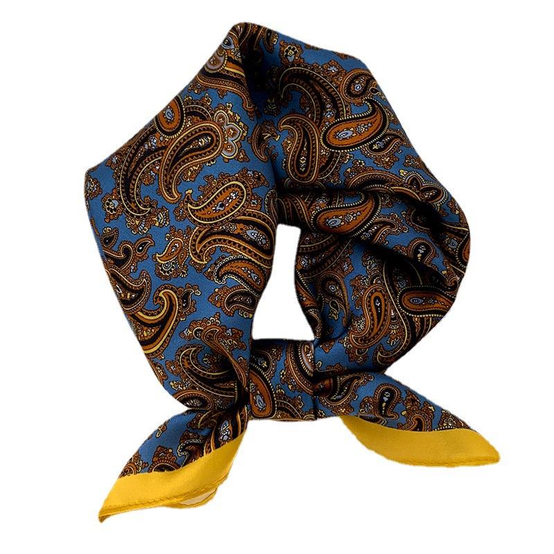 

Scarves Fashion Women Summer 100% Silk Neck Scarf For Hair Headband 2022 Luxury Moon Design Print Square Lady Bandana Kerchief, Blue;gray