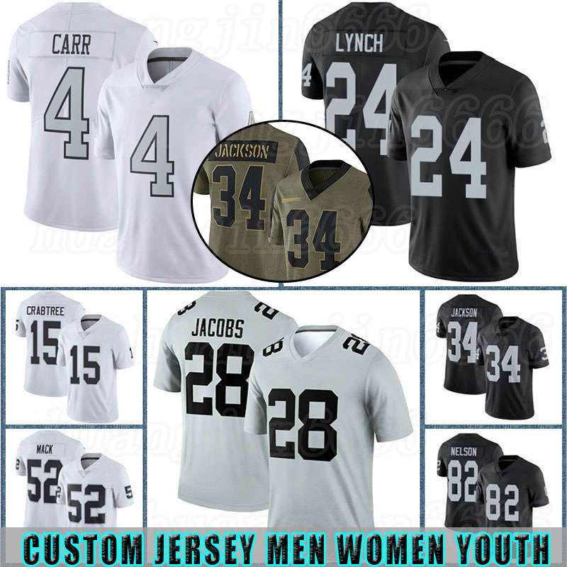 

34 Bo Jackson custom Men 28 Josh Jacobs Las Derek Carr Football Vegas Jersey Darren Waller Johnathan Abram Howie Long Kolton Miller Khalil Mack, Custom women(tuxizhe)
