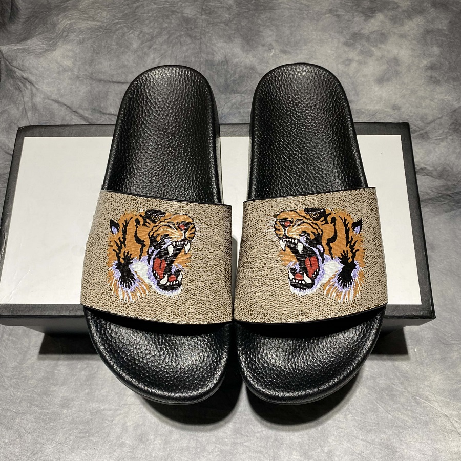 

High quality Stylish Slippers Tigers Fashion Classics Slides Sandals Men Women shoes Tiger Cat Design Summer Huaraches home011 03, Box