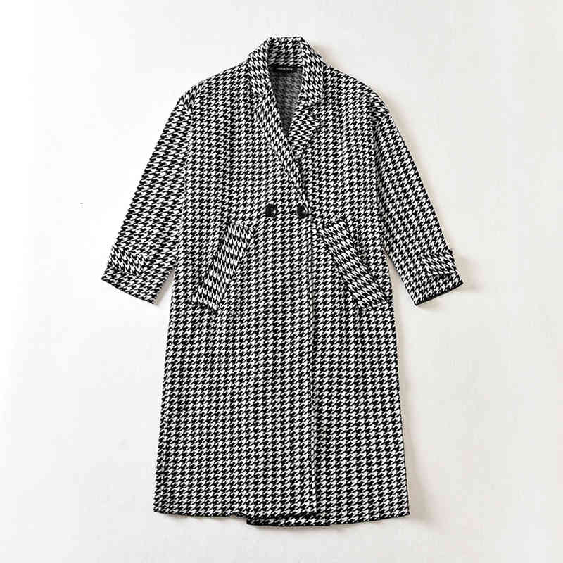 

Women's Down & Parkas New Fashion Houndstooth Knitted Jacket Women Double breasted Casual Buttons Pocket decoration Outer Long sle, Black