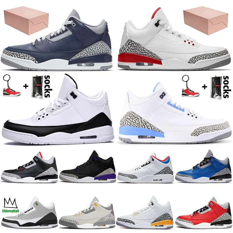 

2021 With Box Jumpman 3 3s Mens Basketball Shoes Georgetown Midnight Navy Laser Orange UNC Red Blue White Black Cement JTH NRG Trainers Spor, White;red