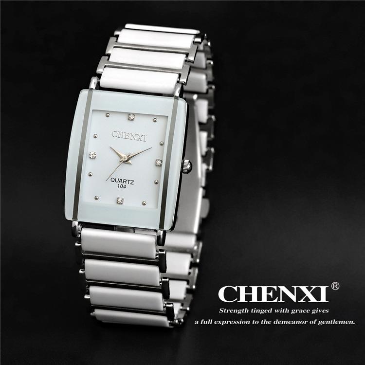 

Wristwatches Fashion S Est High Quality Brand Chenxi Women Men Couples Leisure Watch Waterproof Square Ceramics Wristwatch Cx-104Wristwatche, Women white watch
