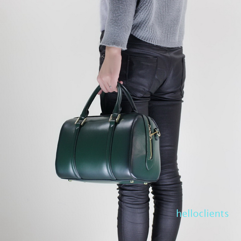 

2018 new style genuine leather women's bag Boston bag / shoulder bag with long strap Travel, Red