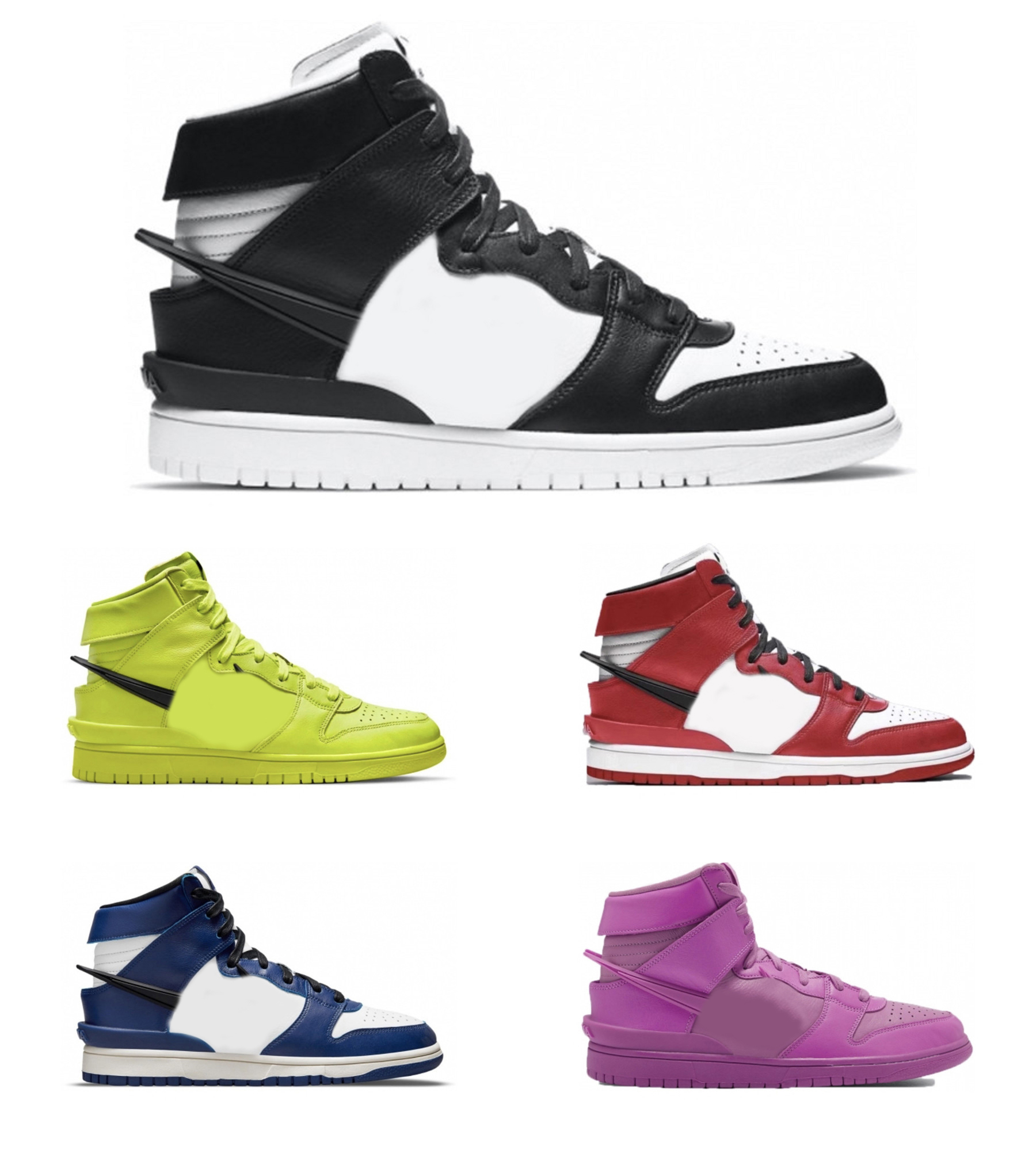 

2021 Authentic SB Ambush High Shoes Black White Flash Lime Chicago Deep Royal Blue Cosmic Fuchsia Men Women Outdoor Sports Sneakers With Original Box US5-13