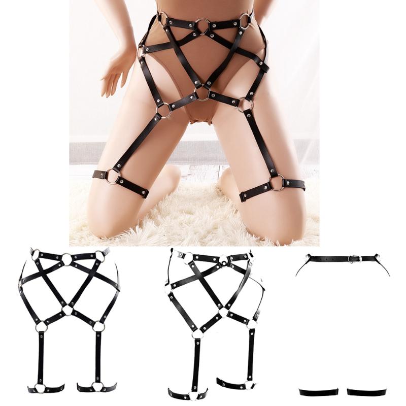 

Belts PU Leather Sexy Bondage Bra Lingerie Fetish Harness Women Stocking Waist Garter Belt Straps Body Festival Rave Costume, Black;brown