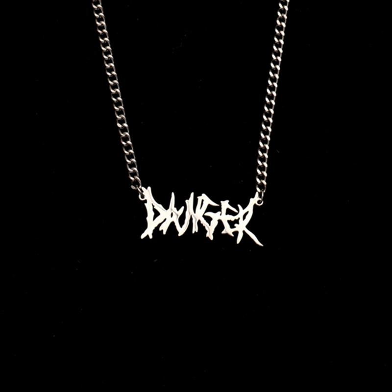 

Chokers Fashion Cool Statement Gothic Goth Thorns Letter Pendant Necklace Trendy Danger Streetwear Hip Hop Punk For Women Men