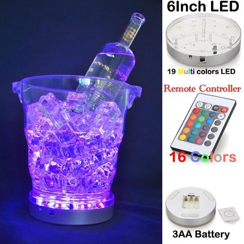 

Party Decoration Centerpiece Lighitng !!! Rechargeable Battery 15CM Round Multicolors RGB LED Under Vase Light Base With Remote Controller