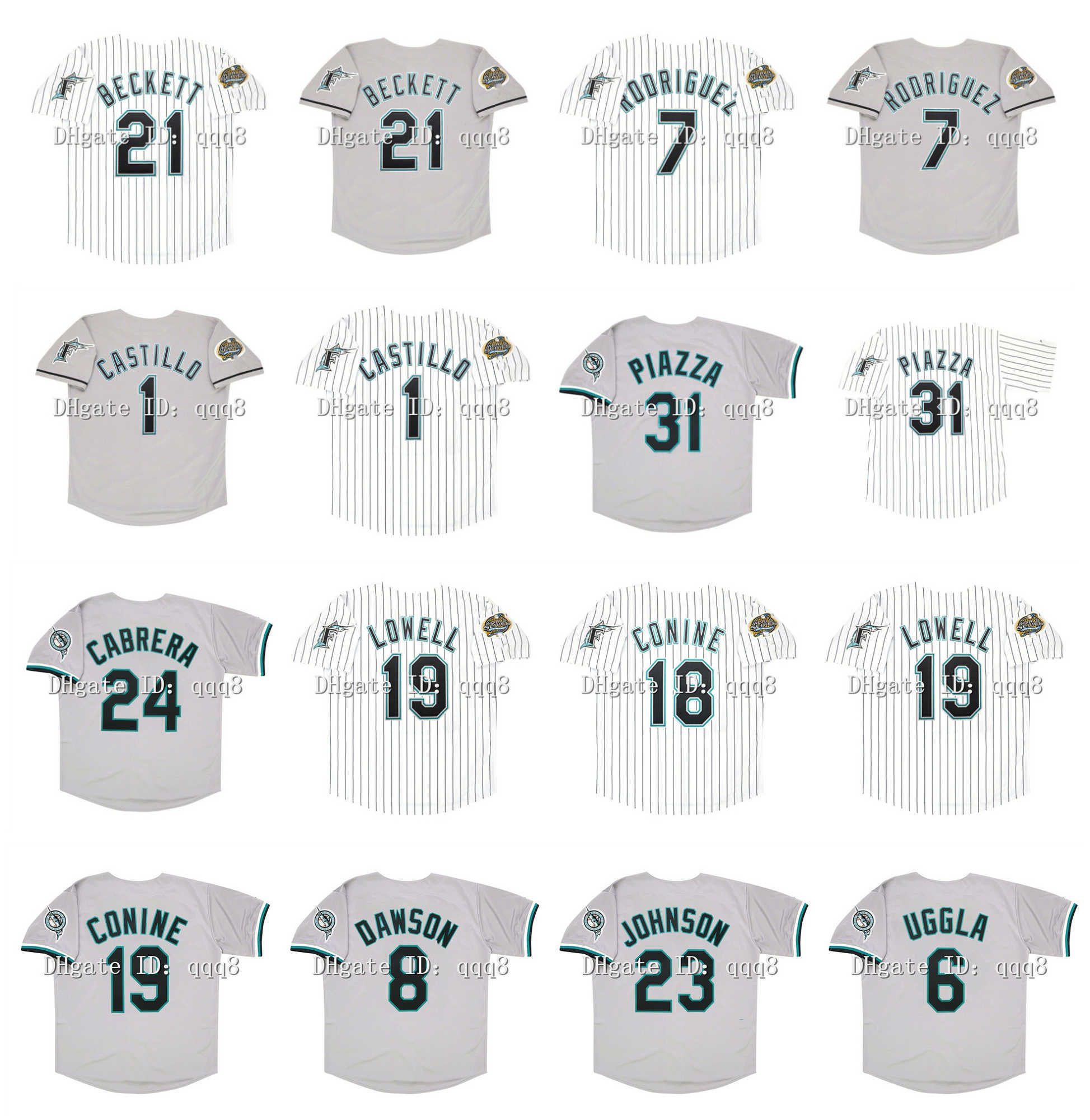 

Vintage 2003 Florida Josh Beckett Baseball Jersey 7 Ivan Rodriguez 1 Luis Castillo 31 Piazza 24 Miguel Cabrera 18 Jeff Conine 19 Mike Lowell, As pic