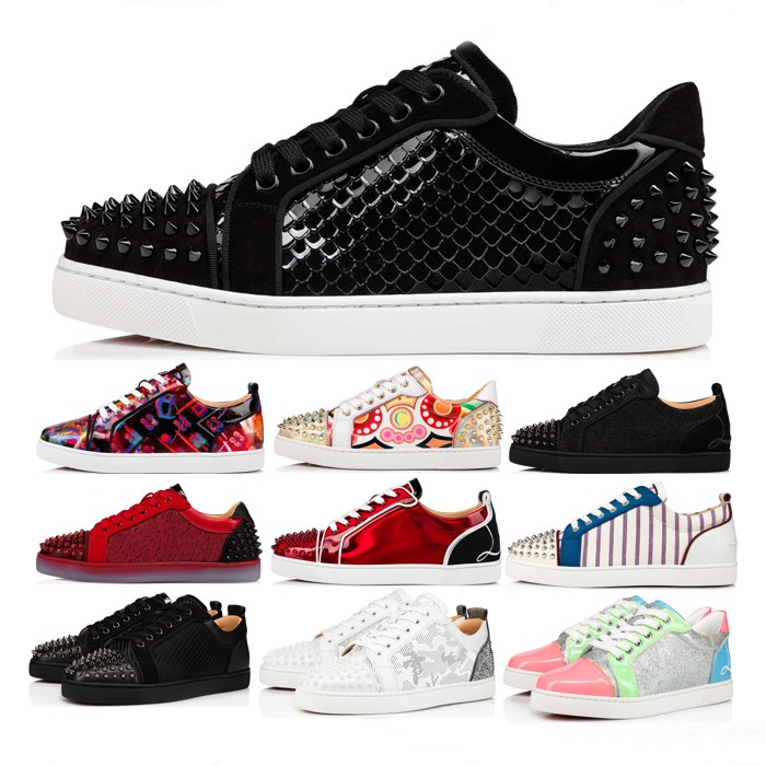 

2022 Men Designer Red Bottom Loafers Rivets Low Studed Casual Shoes Designers Shoe Mens Women Fashion red bottoms Sneakers Trainers With Box Size 35-47, 24