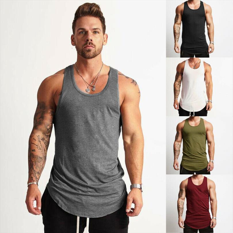

gym men sleeveless tank bodybuilding sport fitness vest breathable cotton tanks sportswear, White;black