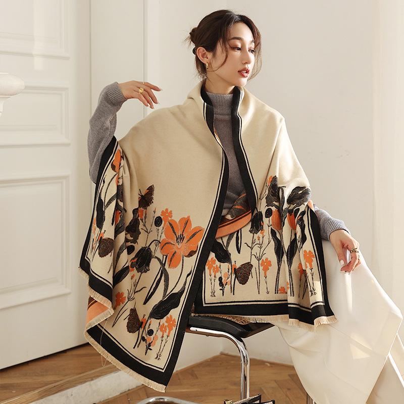 

Scarves Winter Cashmere Scarf Lady Design Warm Pashmina Blanket Carriage Women Shawl Female Decoration Thick Foulard D281