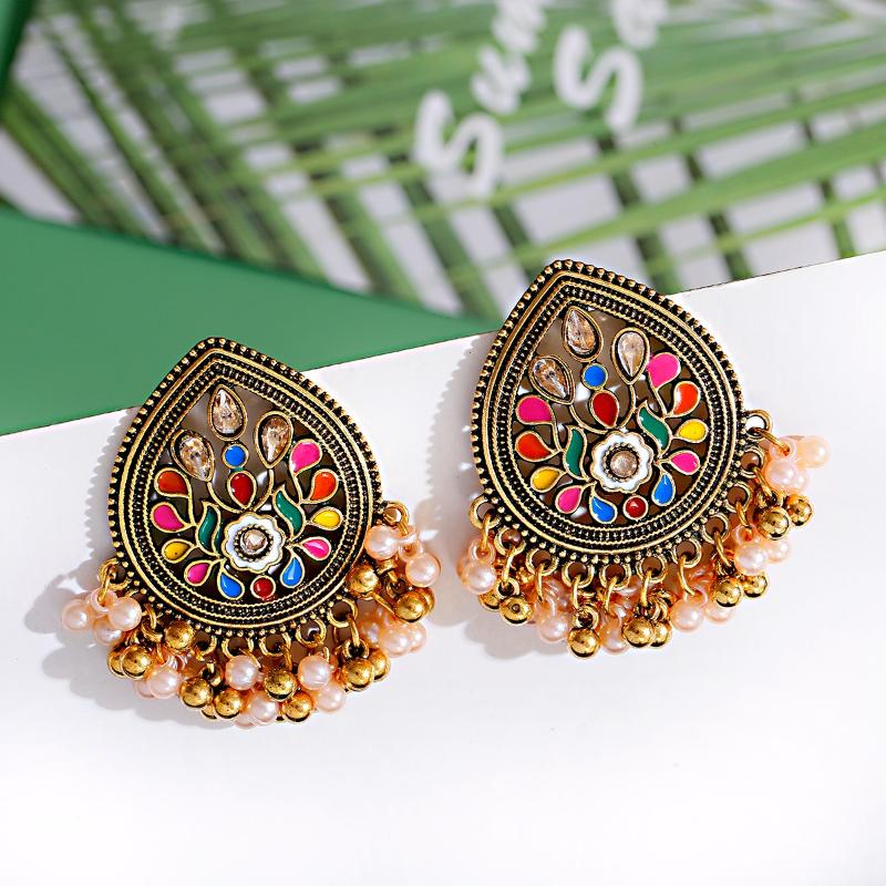 

Dangle & Chandelier Classic Women's Golden Color Earrings Water Drop Tassel Turkey Bijoux Vintage Bohemia Pearl Beaded Jewelry