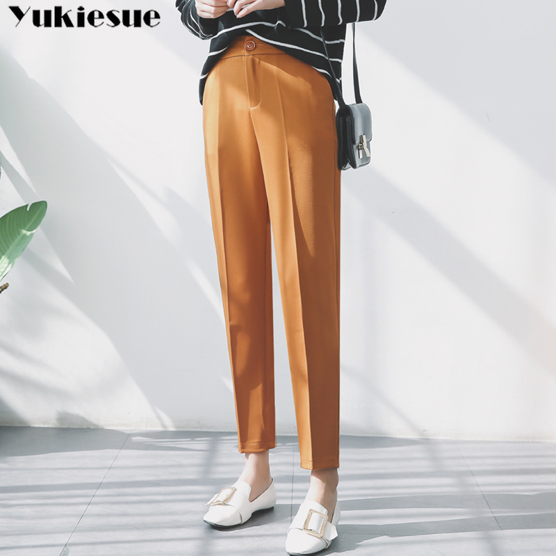 

Women Spring Solid High Waist Long Pants Formal OL Elegant Harem Pants For Ladies In Workplace Business Suits Trousers Plus size 210519, Black