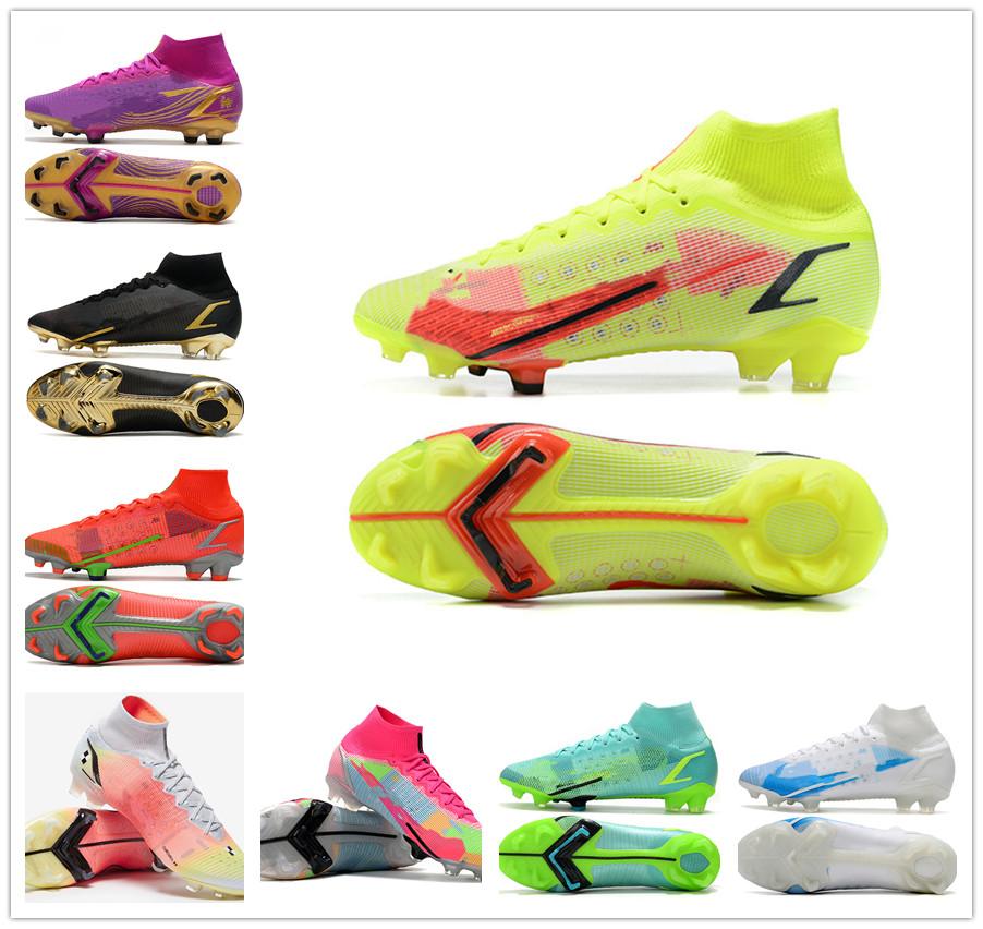 

2021 top quality mens soccer shoes cleats mercurial Superfly XIV elite FG 8 VIII Academy TF Football boots scarpe calcio