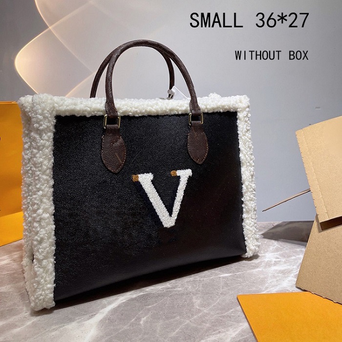 

Women Bag Trendy Furry Tote Bags Classic Letter Pattern Handbags Retro Character Avatar Shoppingbag Ladies Luxury Noble Handbag Without Box, No.3