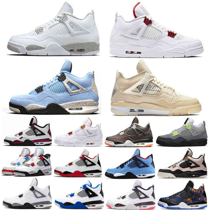 

Mens 4s Basketball Shoes for University Blue Bred Fire Red Metallic Royalty Motosports White Oreo Raptors Black cat Neon women Sports, Color #1