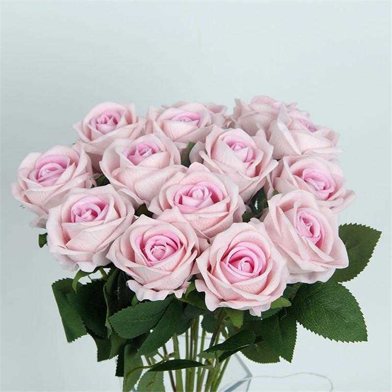 Artificial Rose One Real Touch Roses Flannel Simulated Flower for Wedding Party Home Decoration Flowers