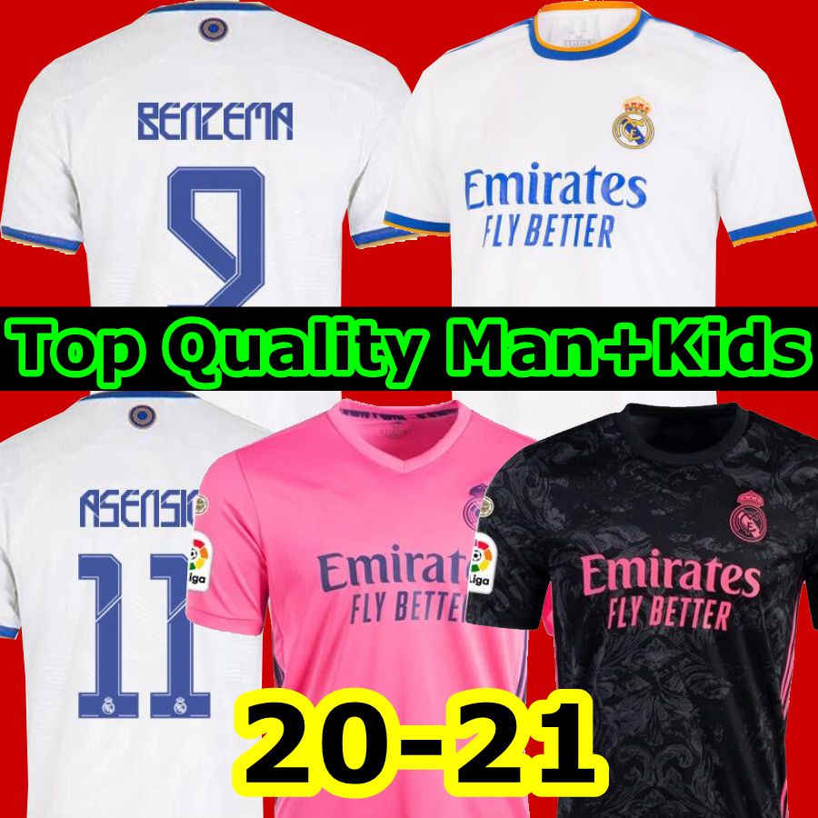 

REAL MADRID jerseys 21 22 soccer football shirt ALABA HAZARD SERGIO RAMOS BENZEMA ASENSIO MODRIC MARCELO camiseta men + kids kit 2021 2022 fourth, 20-21 home kids