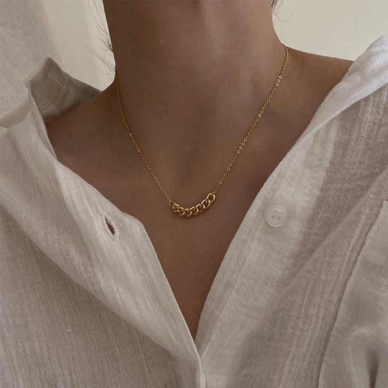 

Color Minimalist Thick Cuban Chain Necklaces Link Clavicle For Women Small Charm Simple Necklace Chains