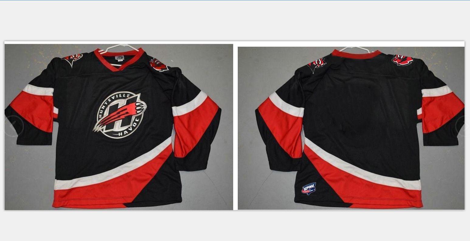 

Custom Men Youth women Vintage Customize SPHL Huntsville Havoc Hockey Jersey Size S-5XL, Black youth s-xl