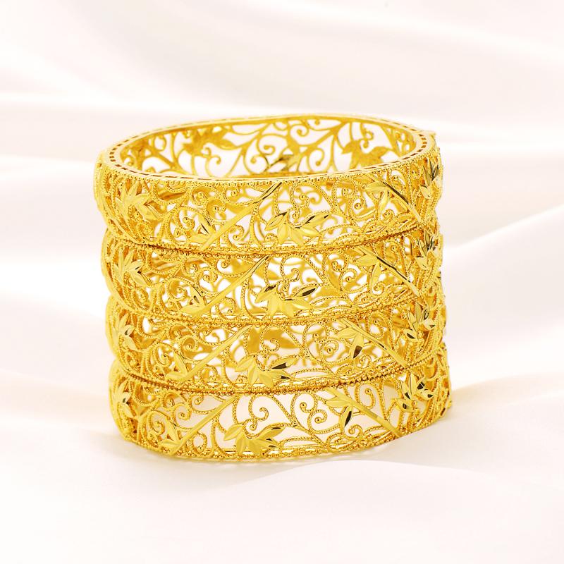 

Bangle Trendy Gold 60mm Openable For Women Elegant Dubai Bride Wedding Ethiopian Bracelet Africa Jewelry Party Gifts