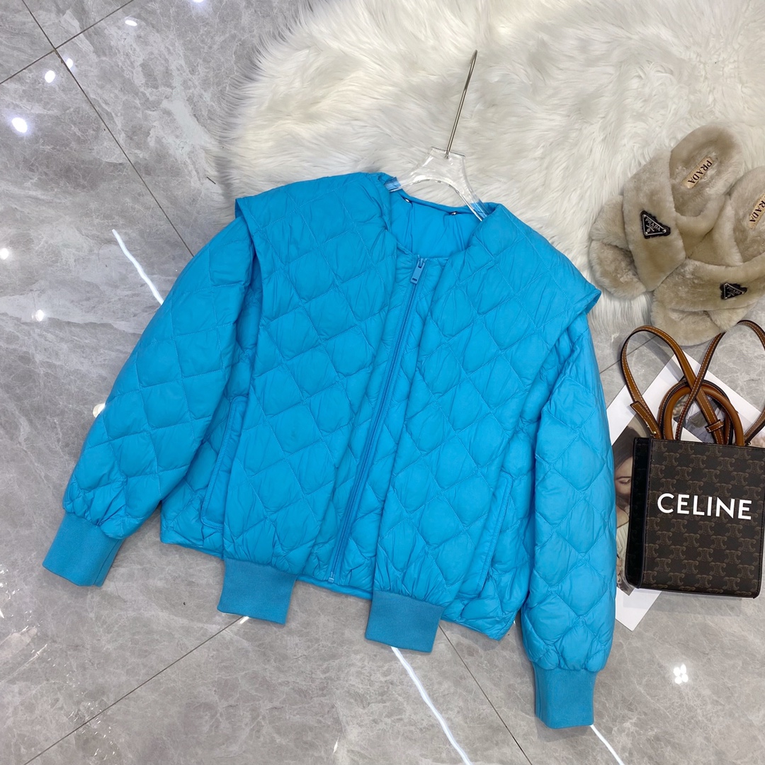

Autumn and winter fashion essential shawl down coat, Blue
