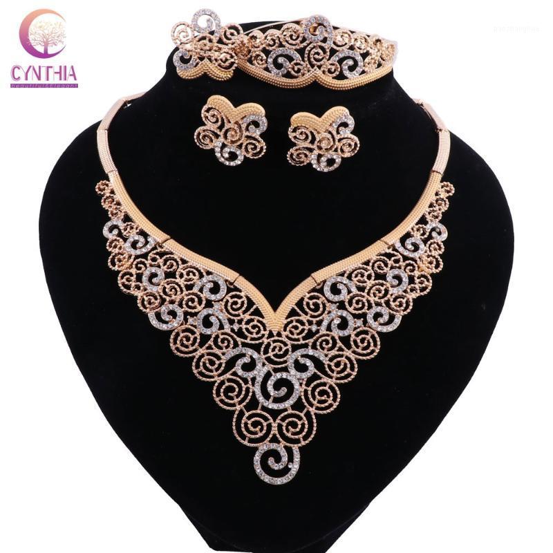 

Earrings & Necklace CYNTHIA Bridal Gift Nigerian Wedding Brand Jewelry Set Wholesale Fashion African Beads Dubai Gold For Women, Silver