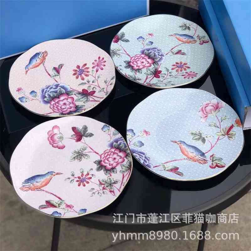

UK wood Weizhi cuckoo bone porcelain 4 pieces of dessert European dinner plate domestic wedding gift