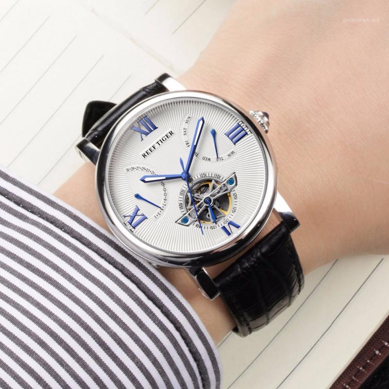 

Reef Tiger/RT Tourbillon Watches Men High Quality Date Day Leather Automatic Mechanical For Relogio Masculino RGA191 Wristwatches, Rga191-nmf