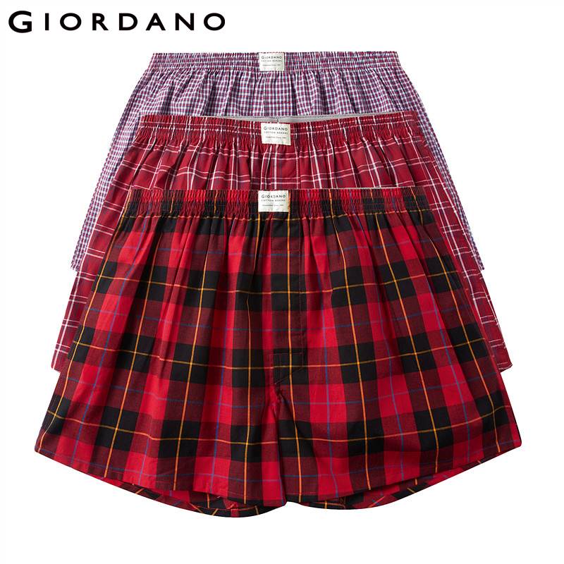 

Giordano Men Boxer 3-pa Multi Color Boxers Men 100% Cotton Male Underwear Comfortable Boxershorts Men Calzoncillo Hombre, 67red
