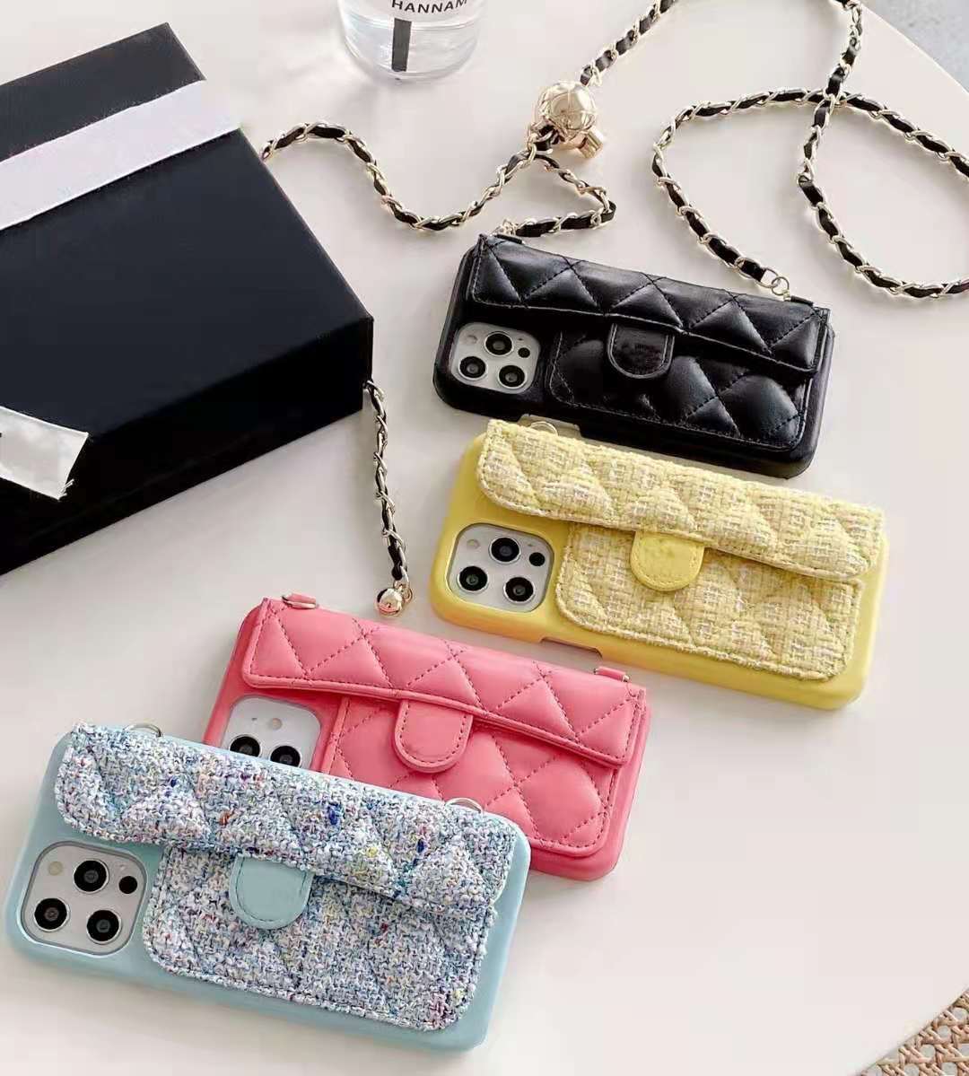 

Cell Phone Cases Luxury Designer CC Cha*l Card Pocket Chainbag Armband Wallet For Iphone 6/7/8/x/xr/xs/11/12 Pro MINI Max Plus