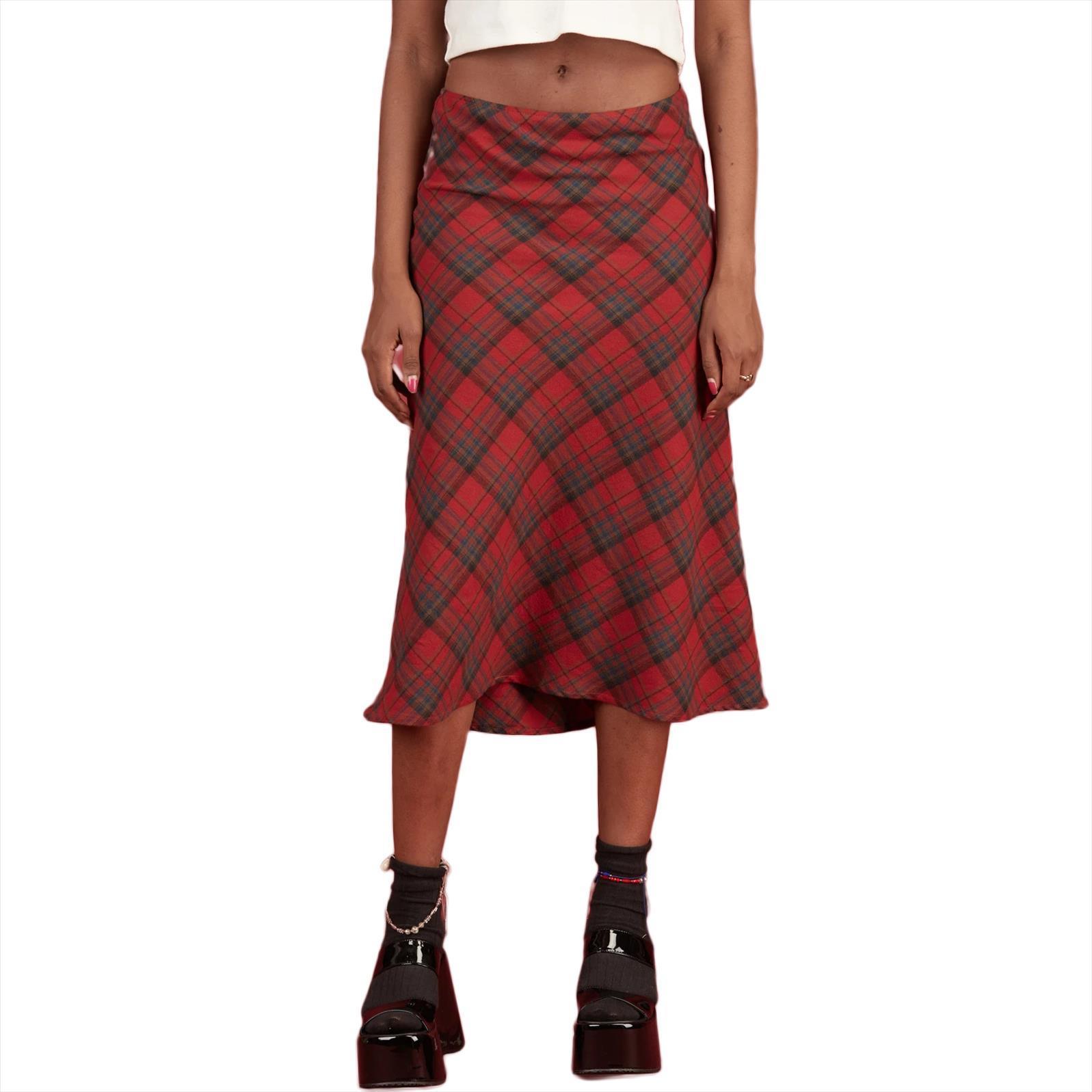 

Dropship Midi Clothing Plaid Vintage Womens Skirts Bohemia Scottish Style Waist Med Calf Summer Spring Beach Vacation, Black
