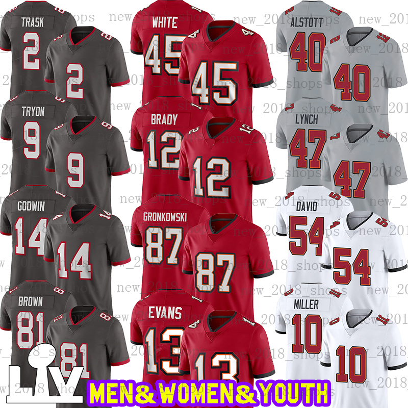 

12 Tom Brady 87 Rob Gronkowski Jersey 45 Devin White 13 Mike Evans Football 81 Antonio Brown 2 Kyle Trask Antoine Winfield Jr Lavonte David Joe Tryon Chris Godwin Bucs TB, Custom women jersey