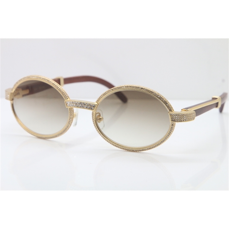 

2020 Good Quality Glasses Wood Full Frame Diamond glasses 7550178 Round Vintage Unisex High end brand designer Glasses C Decoration gold fra