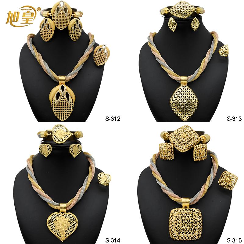 

Earrings & Necklace XUHUANG Dubai Jewelry Charm Rhinestone Sets For Women Nigerian Wedding Bridal Pendant Jewellery Set, Silver