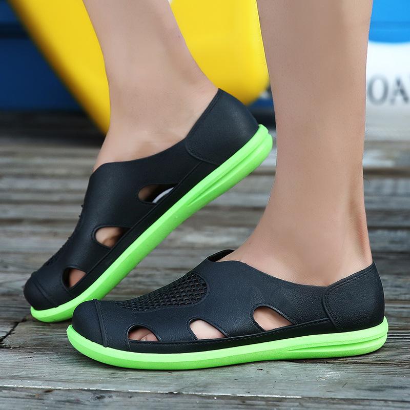 

Sandals Summer Breathable Men's Soft Leather Casual Shoes Comfortable Flats Man Slippers Roman Style Beach Dfv5, Black