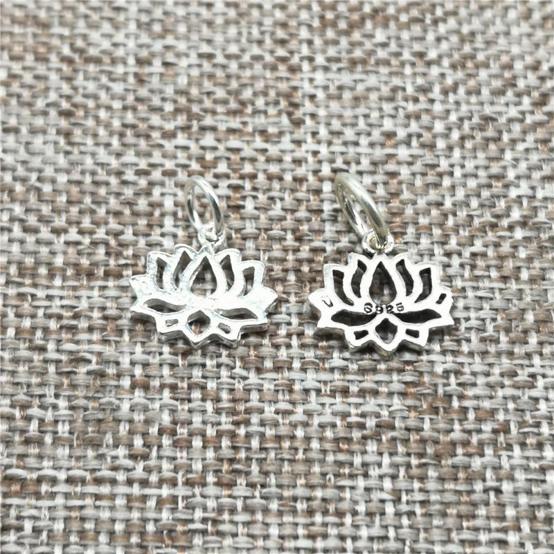 

Charms 925 Sterling Silver Small Lotus 2-Sided For Yoga Meditation Bracelet Necklace