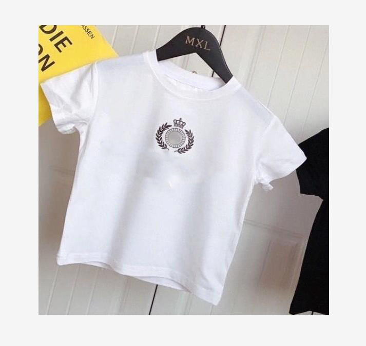 

2021 brand design luxury Solid Children T-shirt for Boys Girls Cotton Summer Tops Tees Baby Kids Tshirts Blouse Clothes 12M 24M 2-12 Years, Blue