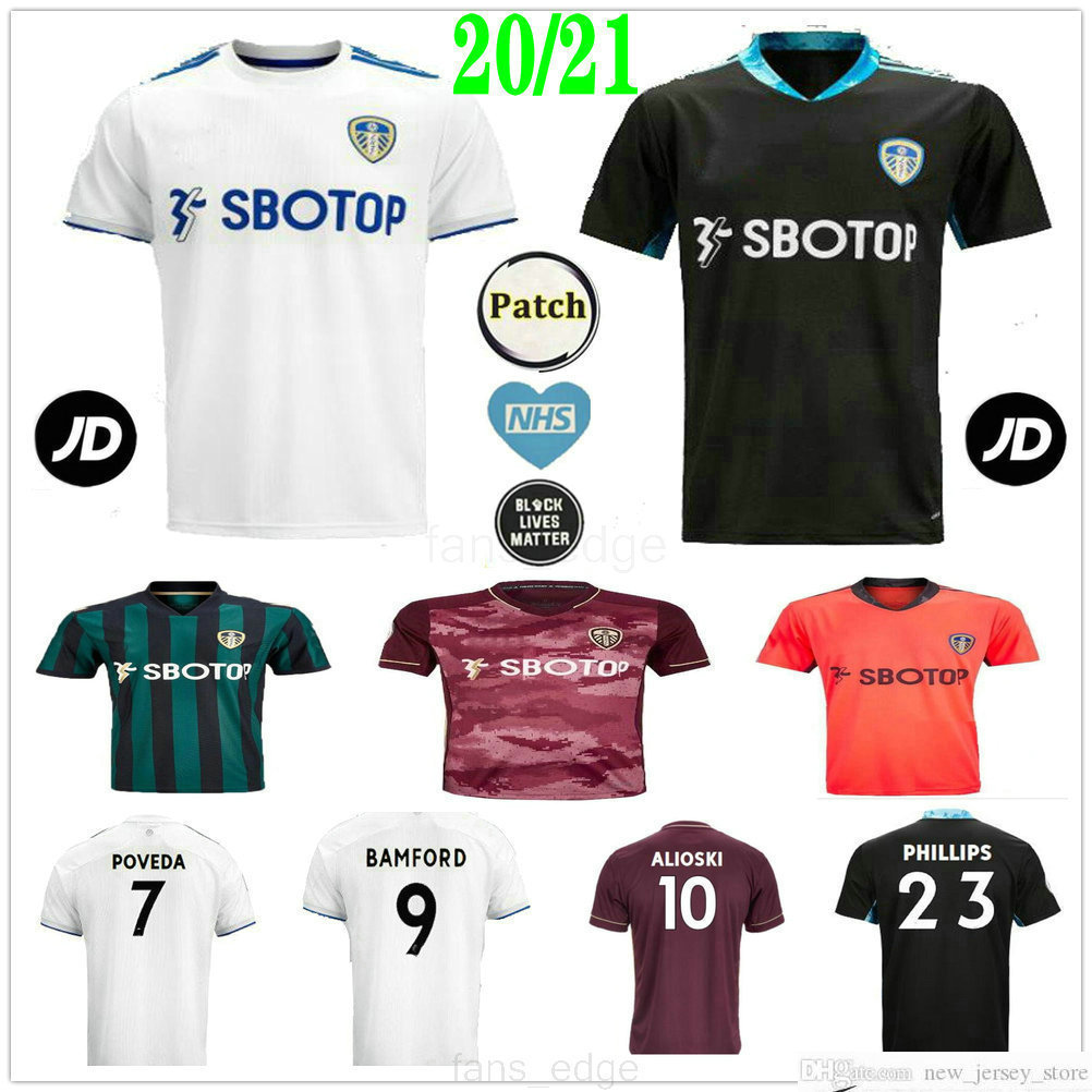 

2020 2021 Leeds Soccer Jerseys COSTA BAMFORD CLARKE ALIOSKI POVEDA KLICH Custom 20 21 United Home Away Men Adult Kids Football Shirts, Black;yellow