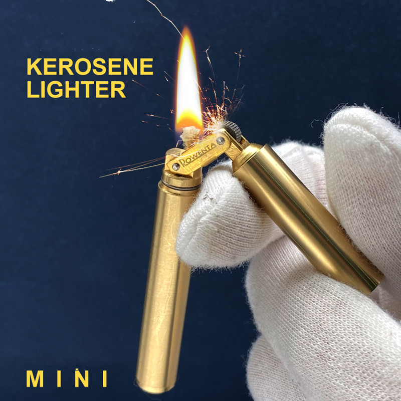 

Creative Pure Brass Kerosene Nunchaku Lighters Windproof Mini Retro Oil Grinding Wheel Ignition Flint Free Fire Men Smoking Toy Gift