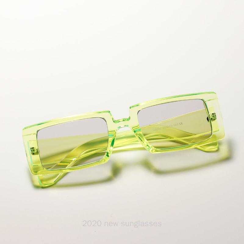 

Sunglasses Vintage Green Rectangle Women Men Brand Designer Fashion Female Leopard Square Sun Glasses With Box NX