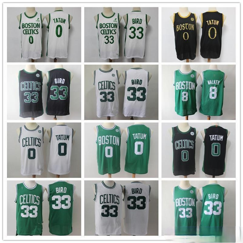 

MensBostonCelticsThrowback Jersey Larry 8 Walker Jayson 33 Bird Kemba 0 Tatum Basketball Shorts Basketball Jersey Black Green, Color1