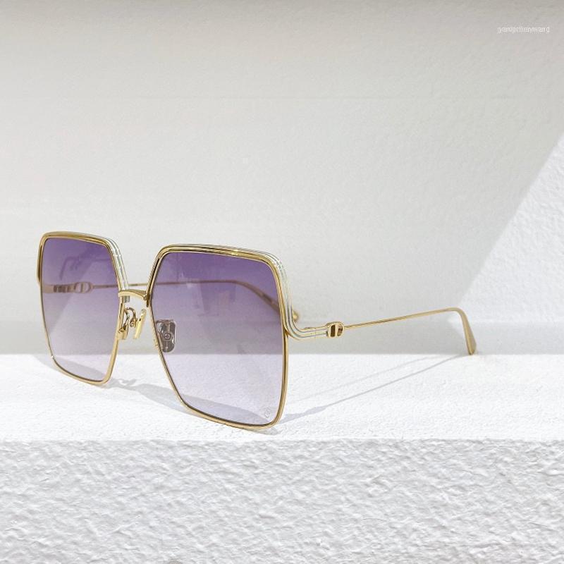 

Sunglasses Gold Metal Square Big Frame Gradient Purple Pink High Quality Women's EVERDIO S1U High-Quality Men's Glasses