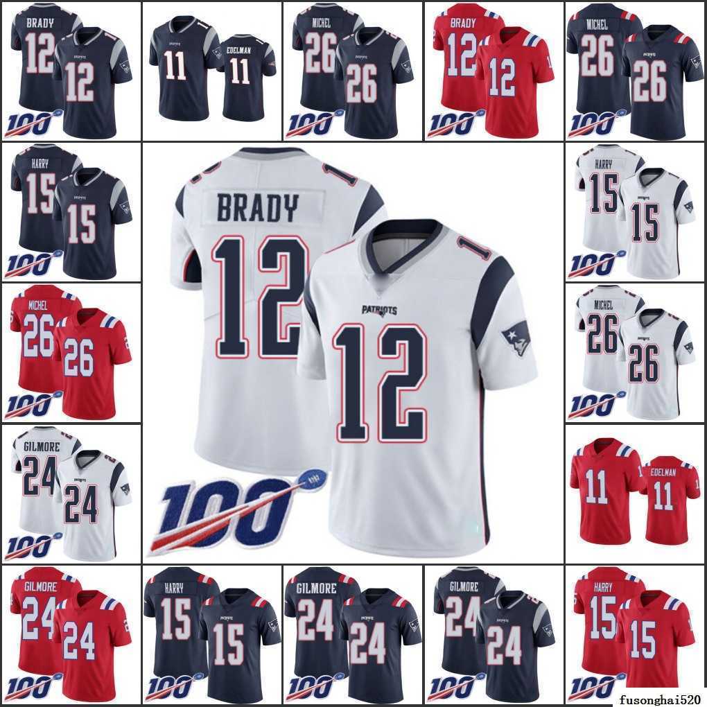 

Custom NewNew EnglandPatriotsMen #11 Julian Edelman 12 Tom Brady 26 Sony Michel 15 N'Keal Harry Women Youth 100th Limited Jersey