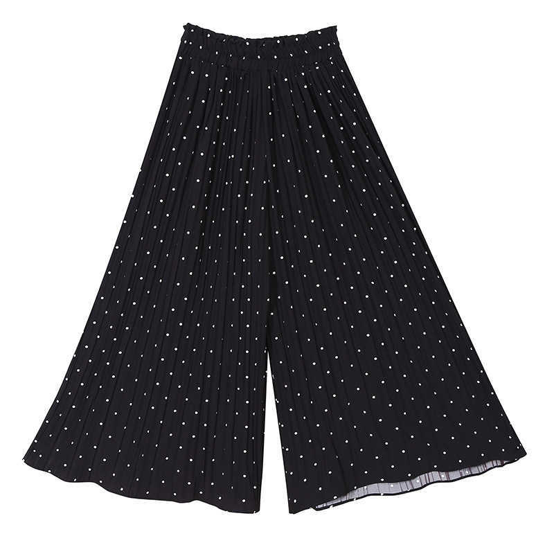 

Casual Loose Elastic Waist Women Trousers Spring Summer Simple Japanese Pantalones Elegant Pleated Wide Leg Pants 210525, Dot