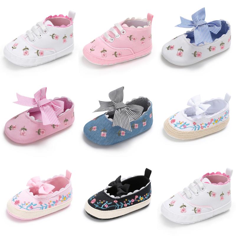 

First Walkers Baby Shoes Female White Lace Flower Embroidered Soft Prewalker Toddler Walker Sole Girls
