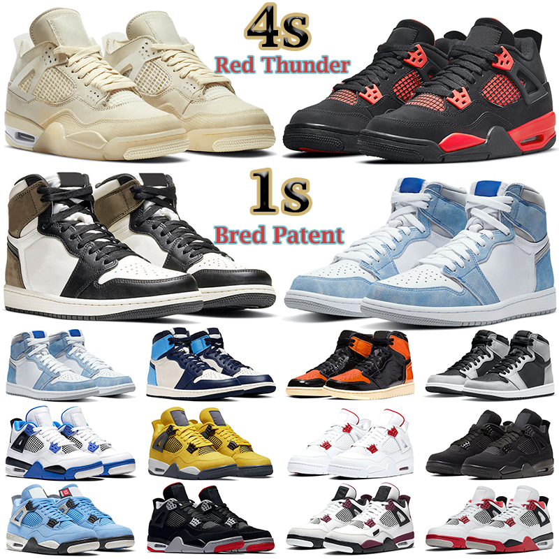 

mens basketball shoes jumpman 4s 4 Red Thunder Black Cat 1s University Blue 1 Bordeaux Dark Mocha men women trainers outdoor sports sneakers size 5.5-13