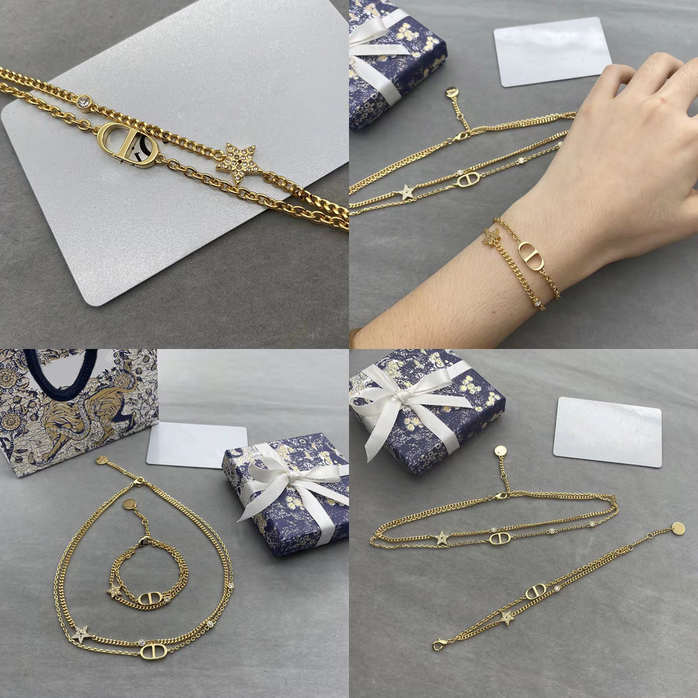 

necklace Designer Jewelry Earrings D 's new two in one letter CD star double layer bracelet women's high version