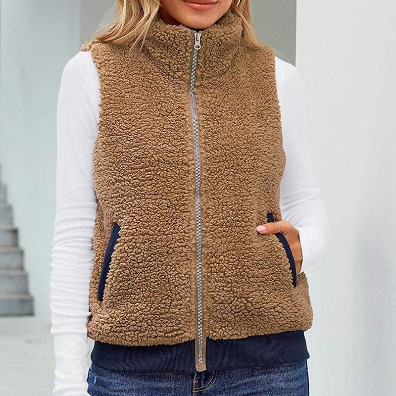 

Women's Vests Autumn Winter Vest For Women Fashion Waistcoat Thermal Warm Thick Fleece Ladies Furry Sleeveless Jacket, Black;white